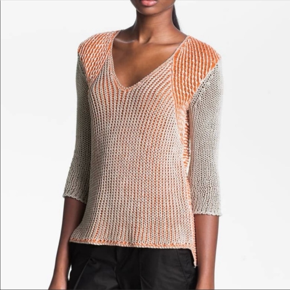 Women's Orange and Cream Sweater